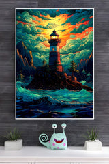 A Brightly lit lighthouse Poster | Art Posters