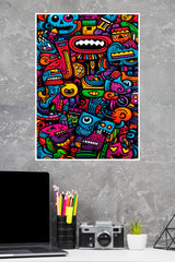 A Close Up Of a Bunch Of Colorful Cartoon Poster | Art Posters
