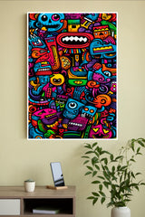 A Close Up Of a Bunch Of Colorful Cartoon Poster | Art Posters