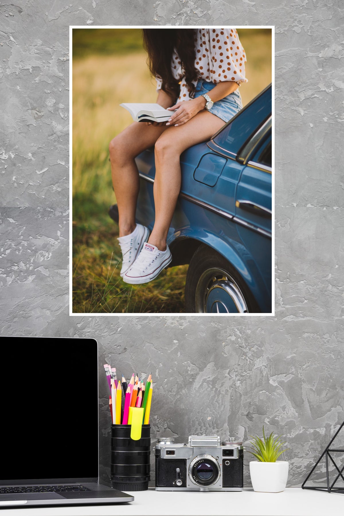 A Girl Sitting on the Car Poster | Art Posters
