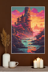 A Painting Of a Pagoda in a forest Poster | CIty Posters