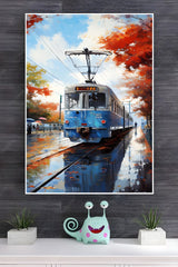 A Tranquil Journey Tram Ride on A Rainy Day Poster | Art Posters