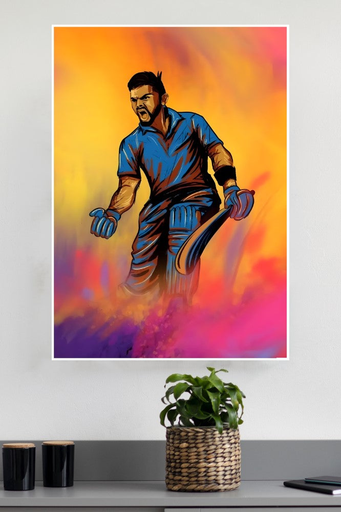 Angry Aggrissive Batsman Virat Kohli Poster | Cricketers Posters | Sports Poster