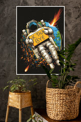 Astronaut Space Poster with Ok Thanks Bye Board | Astronaut Posters