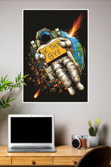 Astronaut Space Poster with Ok Thanks Bye Board | Astronaut Posters
