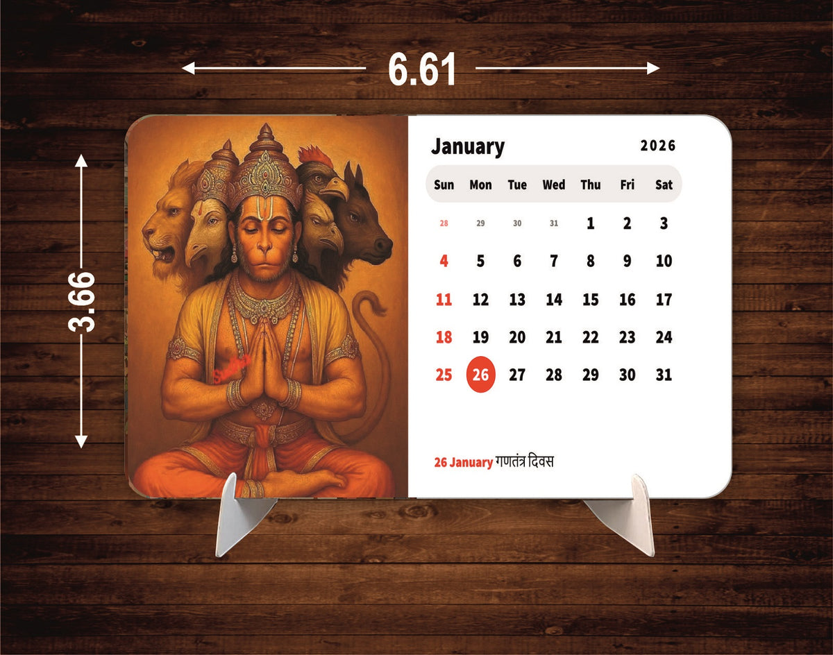 Bajrang Bali Premium Table Desk Calendar – 2026