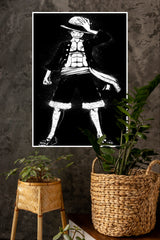Black & White Monkey D. Luffy with Hat Poster| Anime Posters