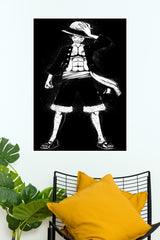 Black & White Monkey D. Luffy with Hat Poster| Anime Posters