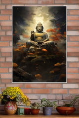Budhha Painting wIth Flower Poster | God Posters