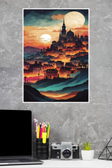 CITYSCAPE AT NIGHT Poster | Moon Light Sky Posters