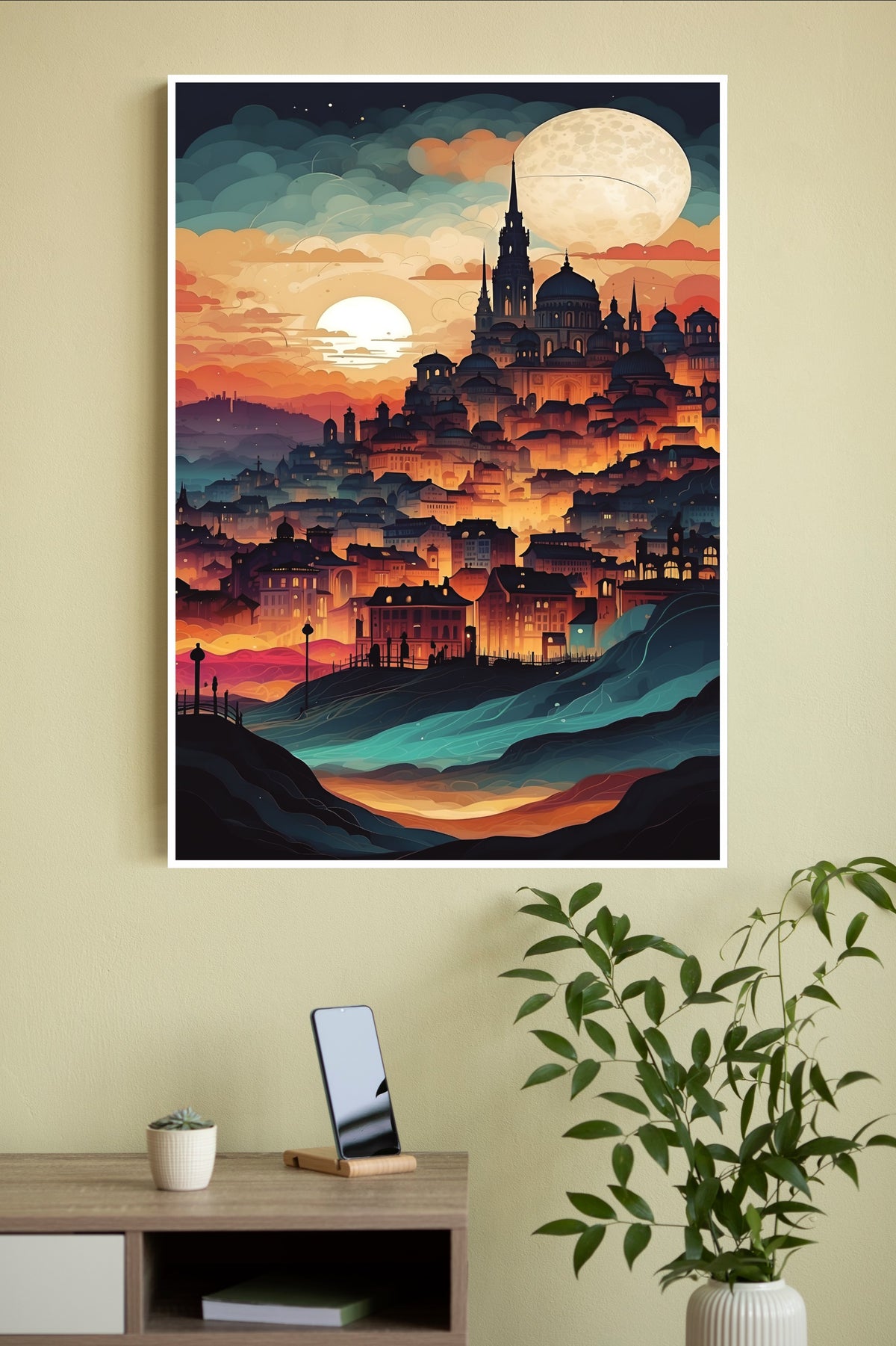 CITYSCAPE AT NIGHT Poster | Moon Light Sky Posters