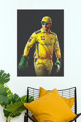 CSK MS Dhoni Wicket Keeper Poster – Yellow Army Cricket Wall Art(Cricket Poster)