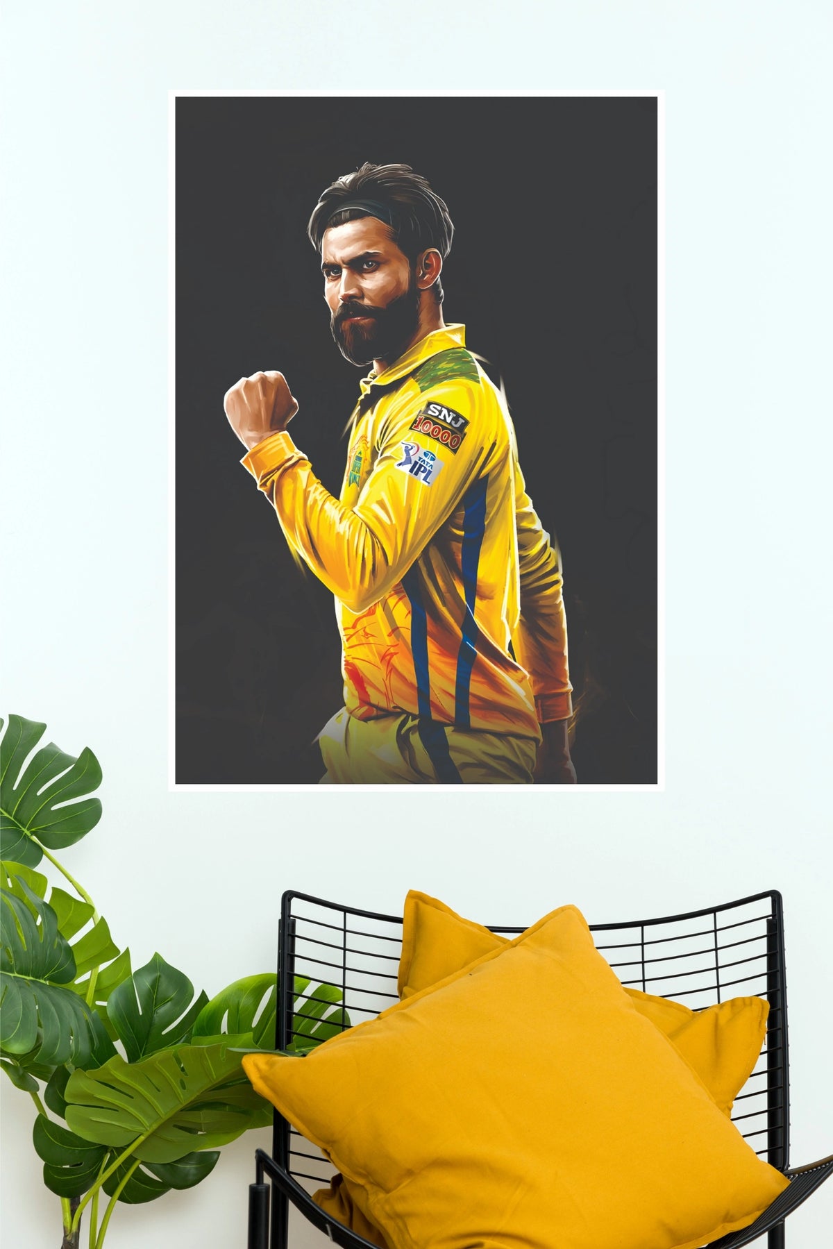 CSK Ravindra Jadeja Poster – Yellow Army Cricket Wall Art(Cricket Poster)