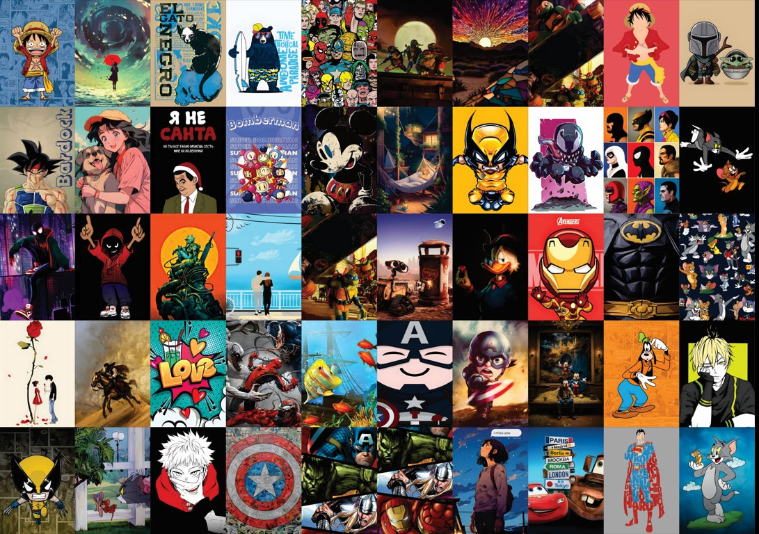 90s Cartoon Wall Collage Kit - A4 Size Wall Posters Set