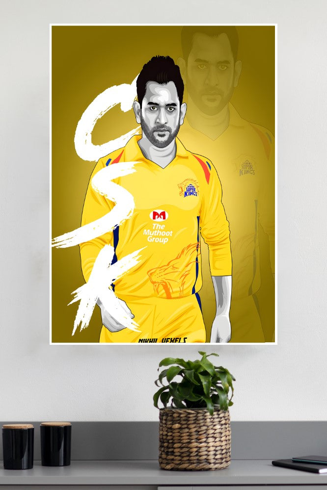 Chennai Super Kings Caption MS Dhoni Poster | Cricketers Posters | Sports Poster