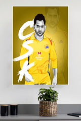 Chennai Super Kings Caption MS Dhoni Poster | Cricketers Posters | Sports Poster