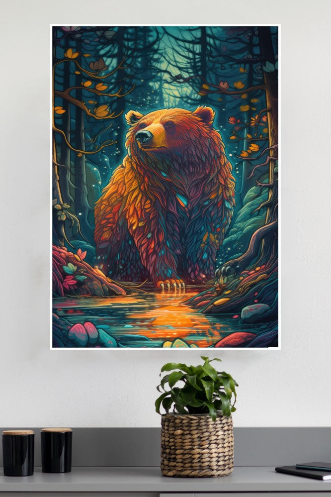Colorful Brighty Bear Poster | Animal Posters