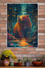 Colorful Brighty Bear Poster | Animal Posters