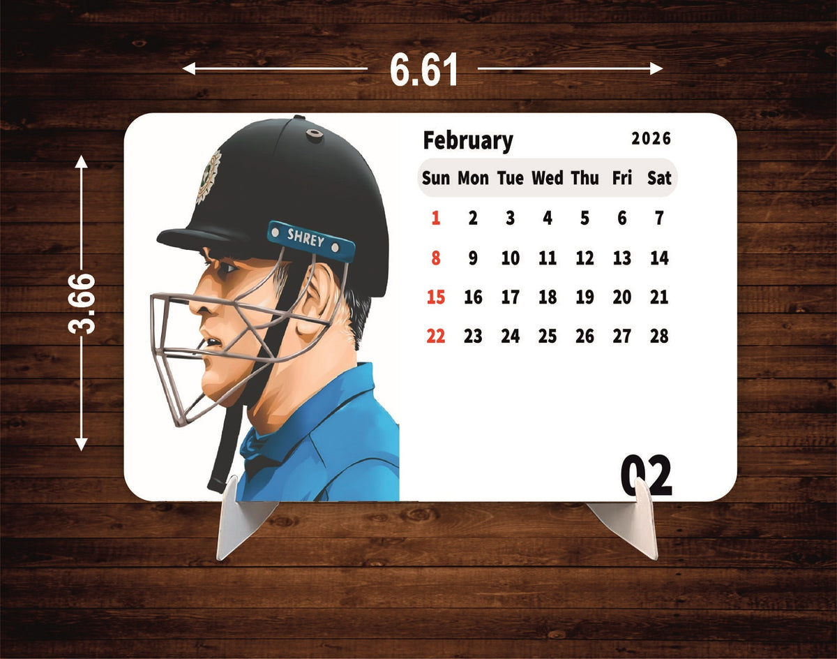 Cricket Man Premium Table Desk Calendar – 2026