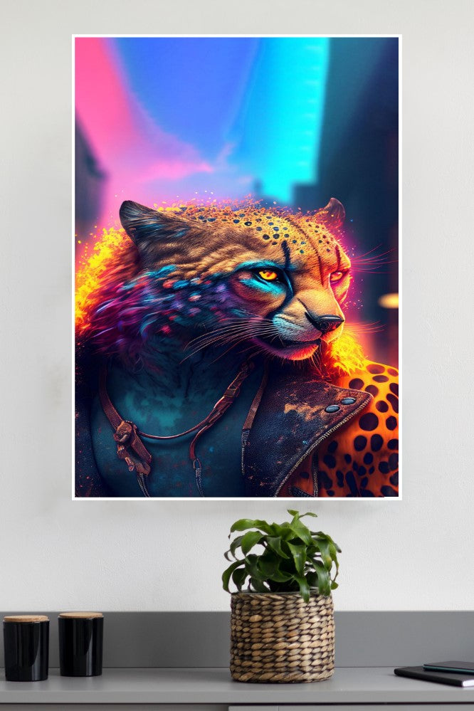 Cyberpunk Cheetah Poster | Animal Posters