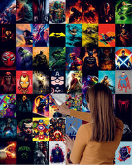 DC and Marvel Super Heros Wall Collage Kit - A4 Size Wall Posters Set
