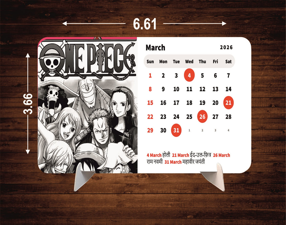 Dark One Piece D Luffy Premium Table Desk Calendar – 2026