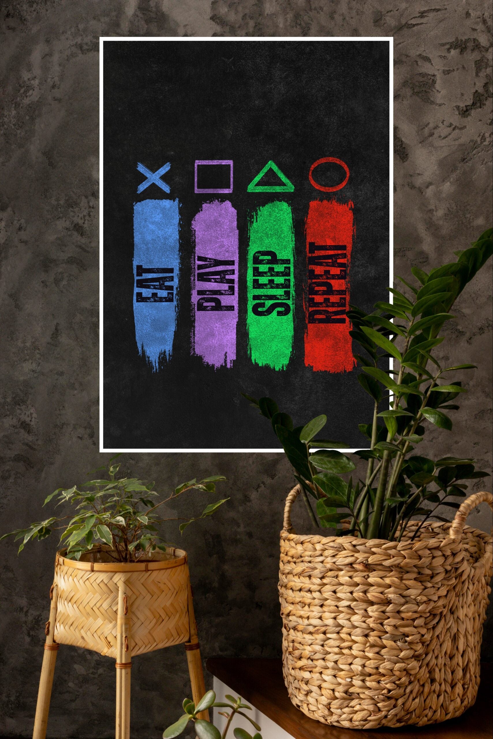 Eat Play Sleep Repeat Poster | Gym and Motivational Quotes Posters