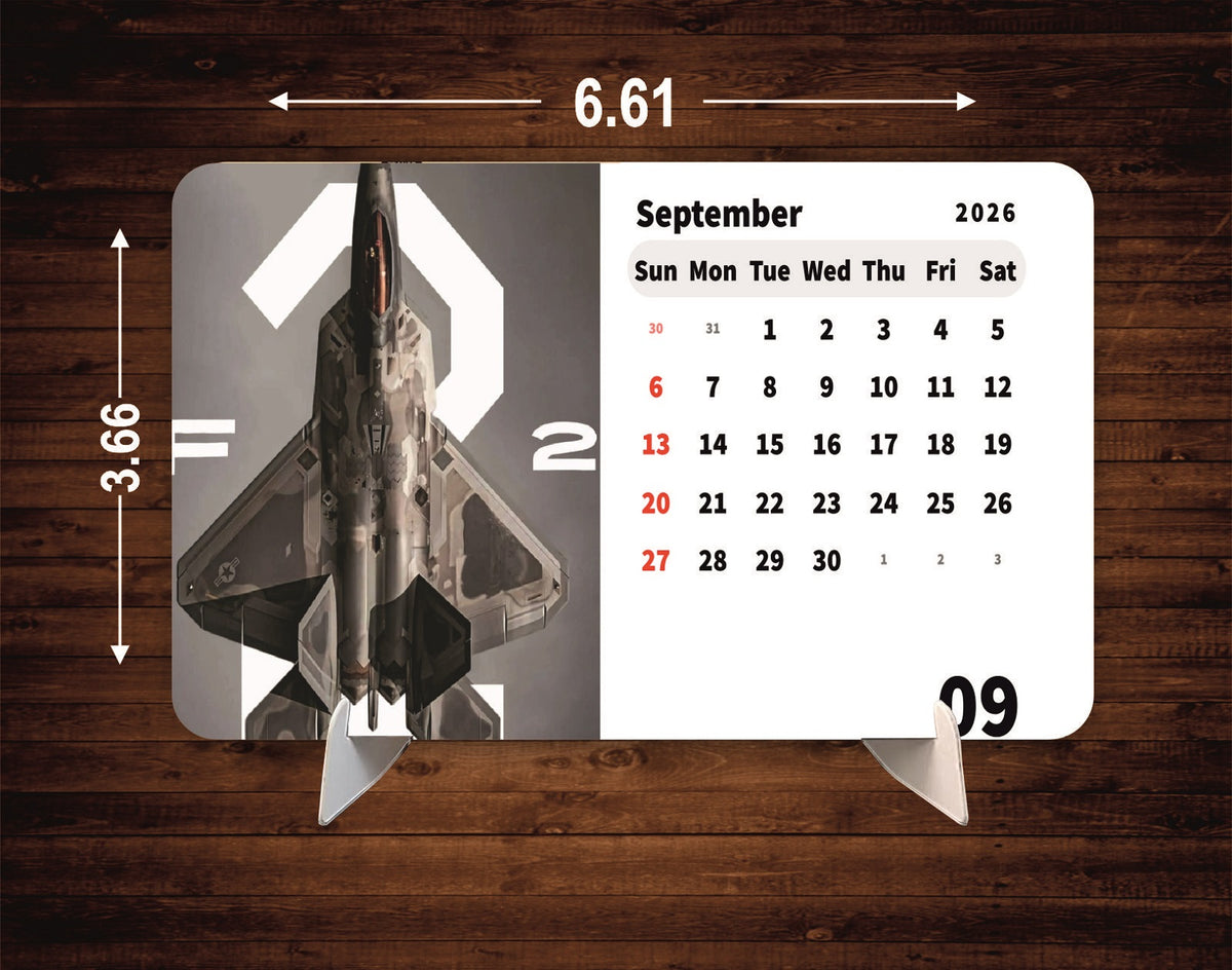 FIGHTER PLANE Premium Table Desk Calendar – 2026
