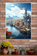 Fantasy CIty On a Floating Rock Poster | CIty Posters