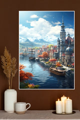 Fantasy CIty On a Floating Rock Poster | CIty Posters