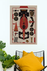Ferrari Car Gear Poster | formula 1 Posters | Car Posters