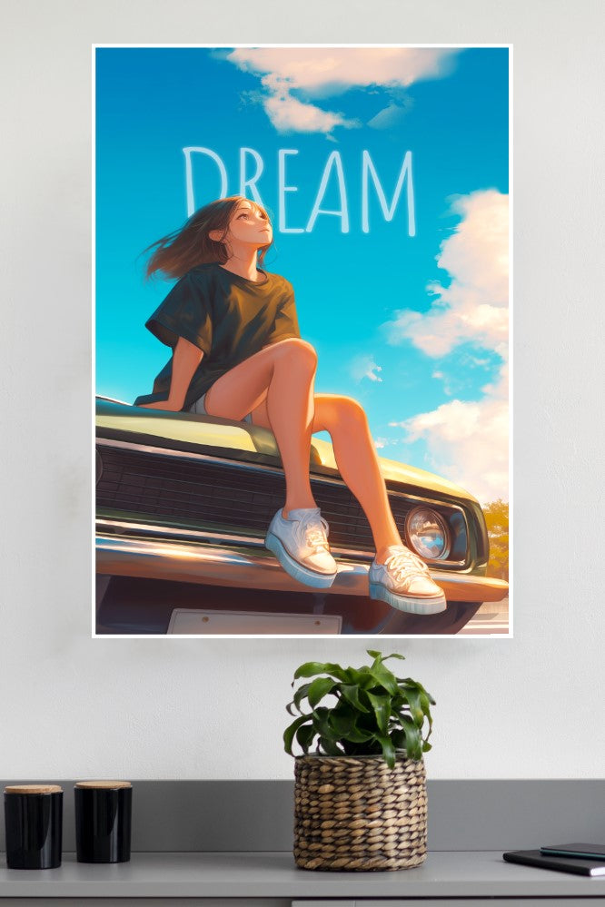 Girl Sitting and Deaming Poster| Love Posters