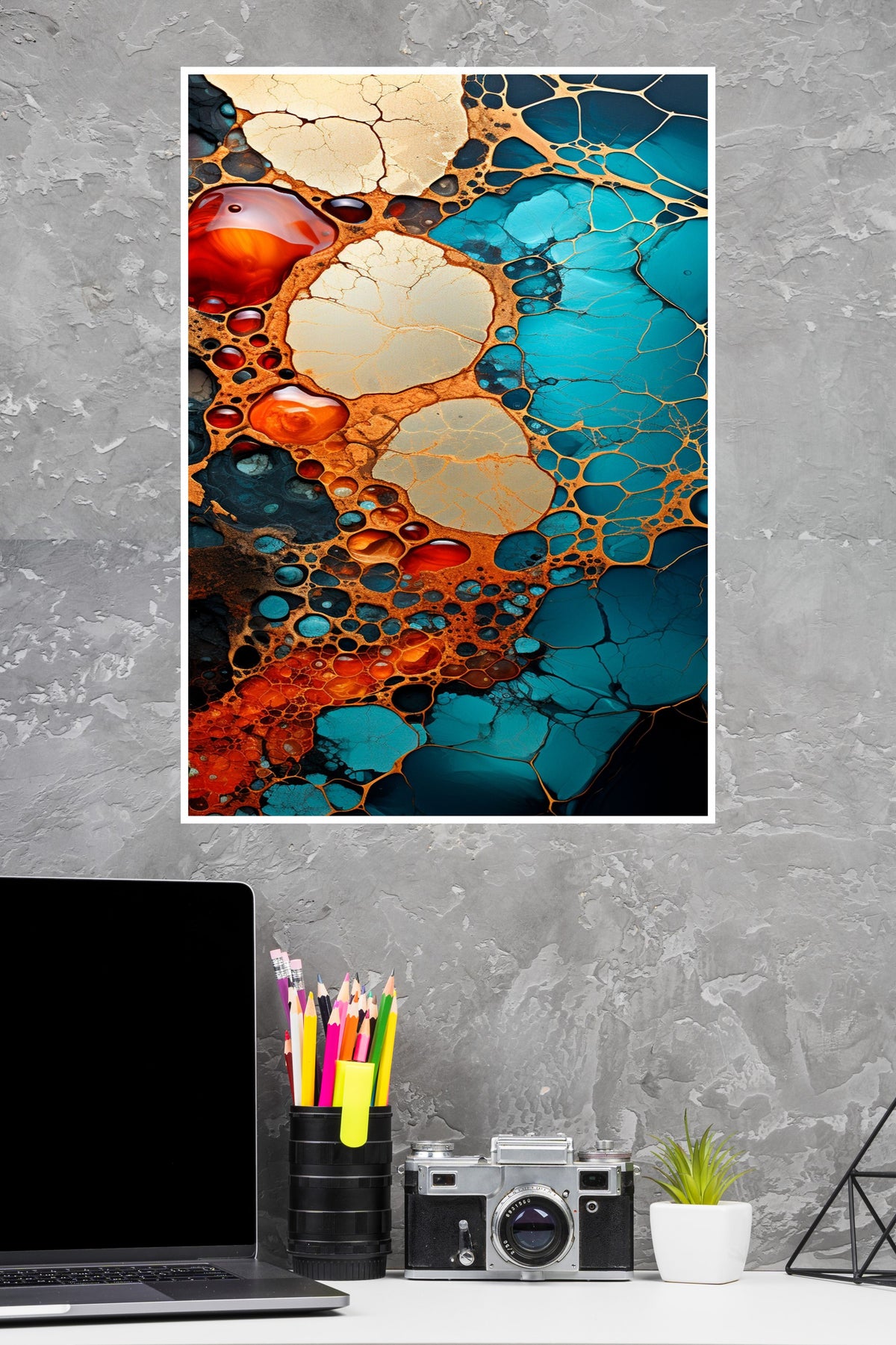 Gold And Blue Generative Art Poster | Art Posters