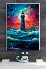 Lighthouse in The Storm Painting By Asp Arts Poster | Art Posters