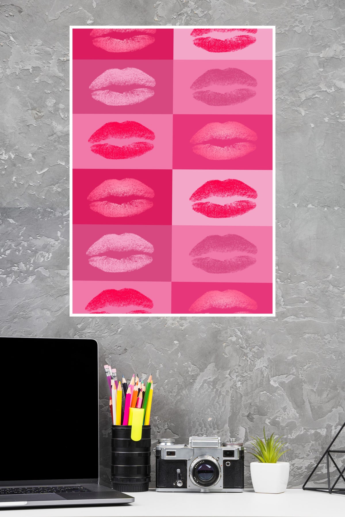 Lips Stamps On Pink Poster | Art Posters
