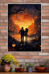 Lovely Couple Walking in Sunset Poster| Love Posters