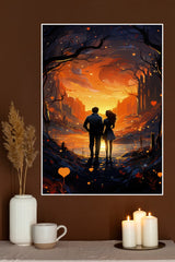 Lovely Couple Walking in Sunset Poster| Love Posters