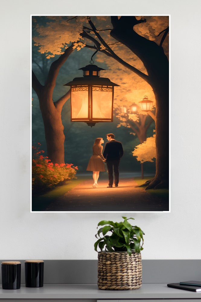 Lover Walking in the Night Light Poster| Love Posters