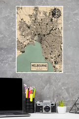 Melbourne City in Australia Poster | Map Posters