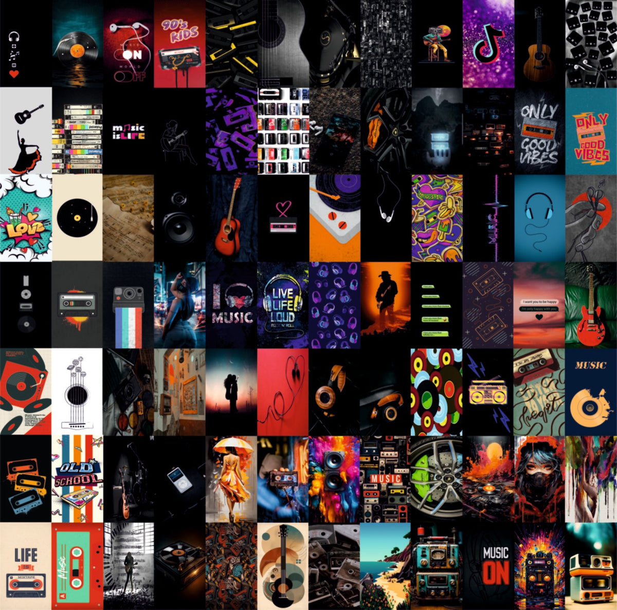 Music is Life Wall Collage Kit - A4 Size Wall Posters Set