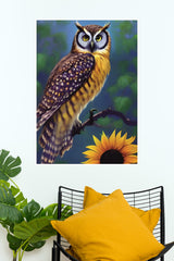 Owl with Sunflower Poster | Animal Posters