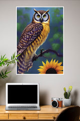 Owl with Sunflower Poster | Animal Posters