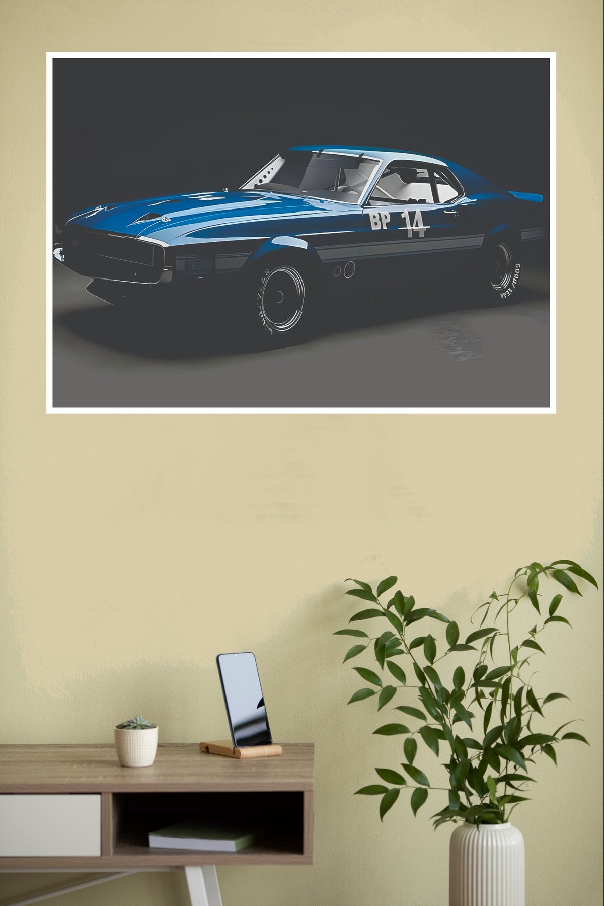 Ford Mustang In Blue Poster | Cars Posters