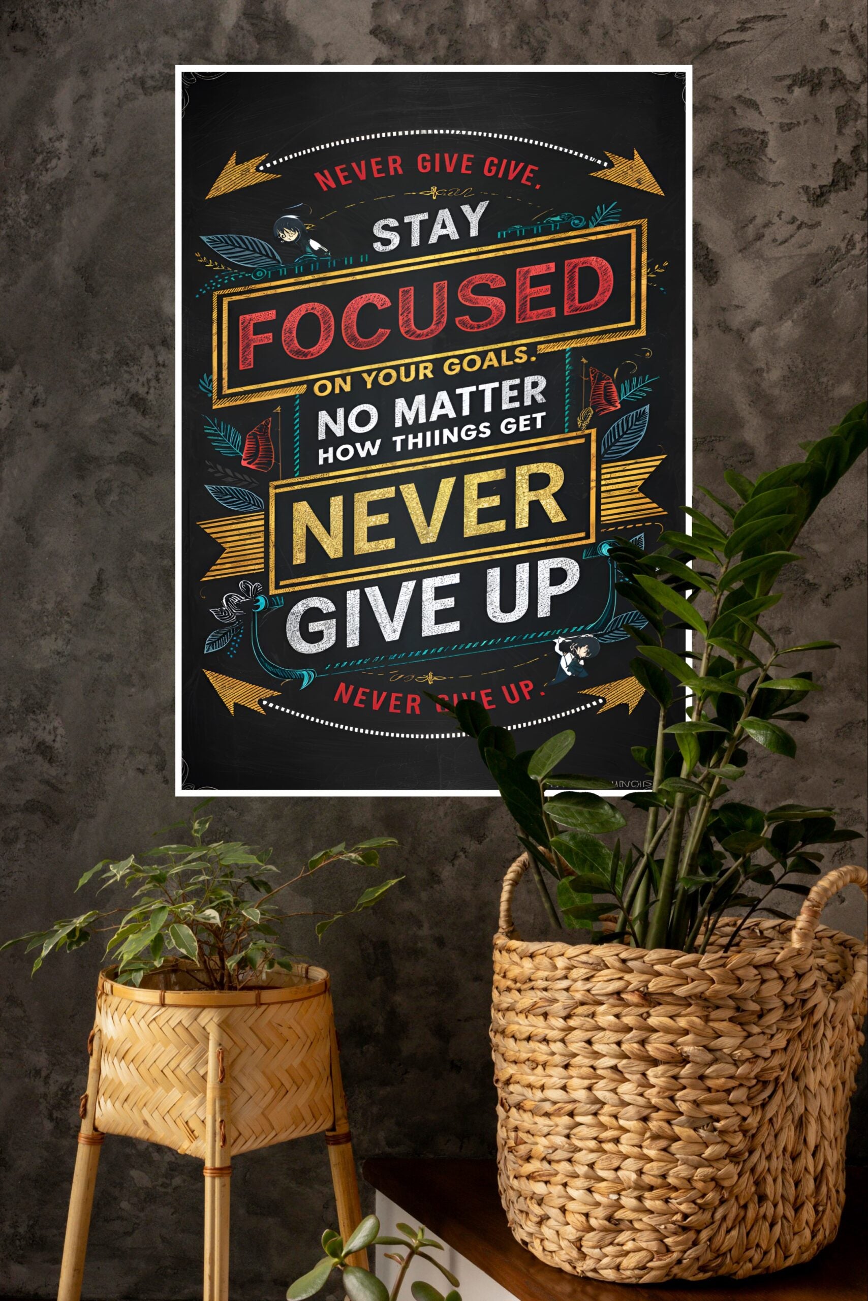 Never Give Up Poster | Gym and Motivational Quotes Posters