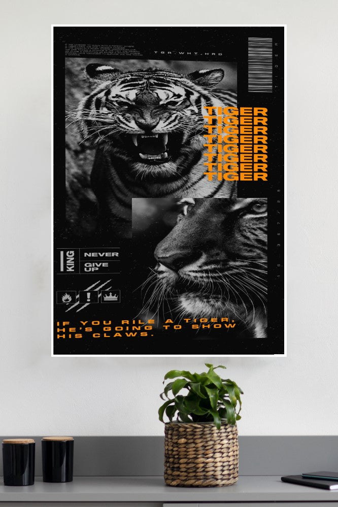Never Give Up Tiger Poster | Animal Posters