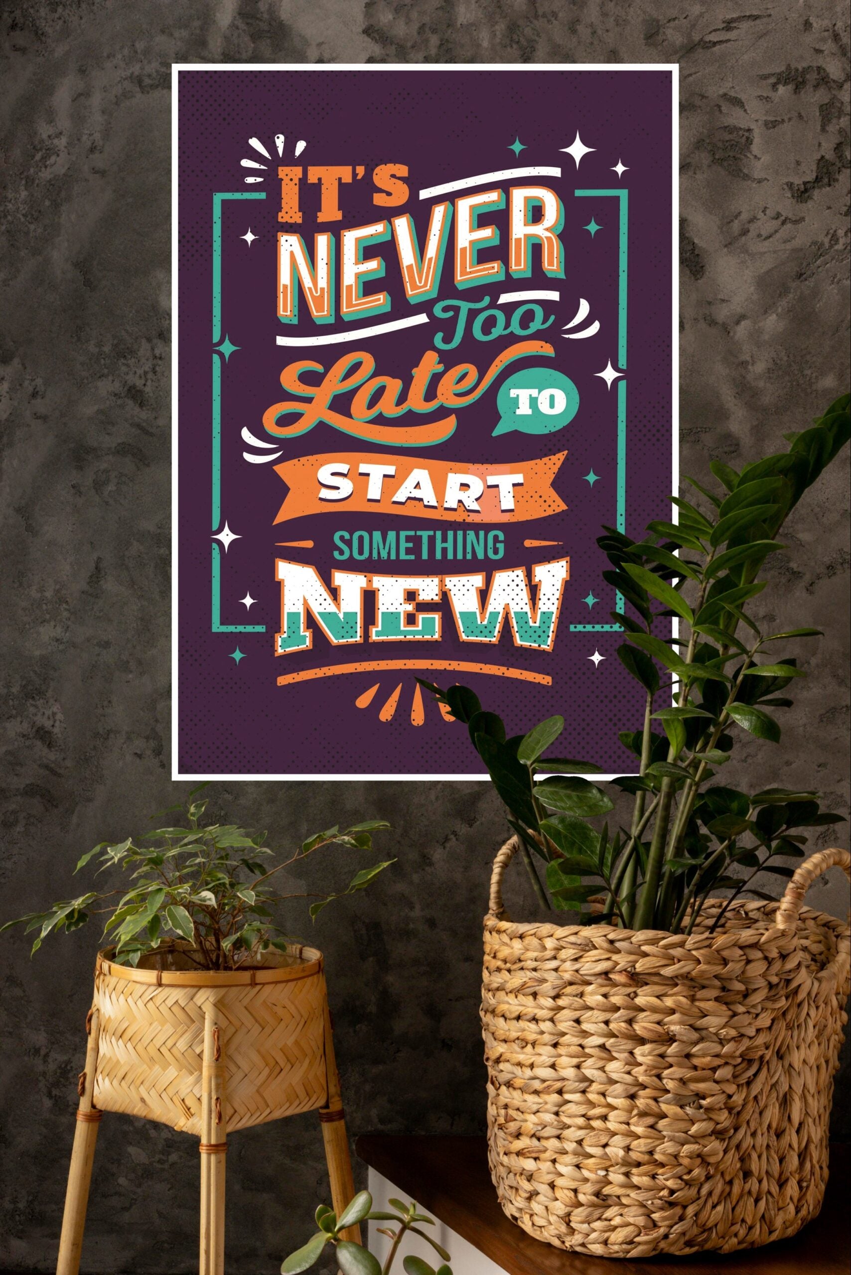 Never Too Late to Begin Something New Poster | Gym and Motivational Quotes Posters