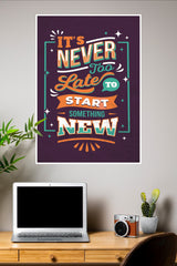 Never Too Late to Begin Something New Poster | Gym and Motivational Quotes Posters