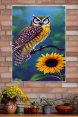 Owl with Sunflower Poster | Animal Posters