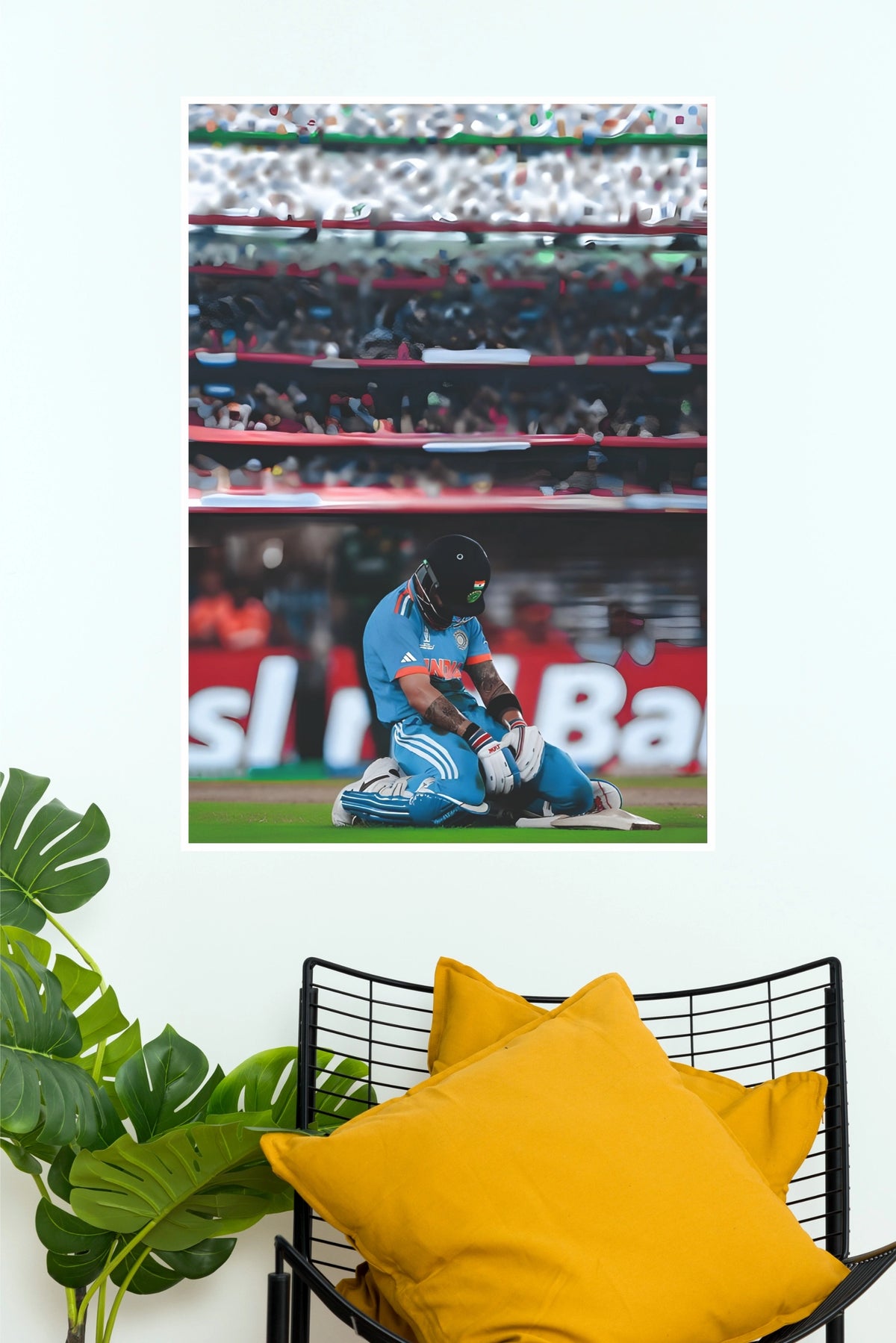 Emotional Team India Cricket Moment Wall Poster – Premium Sports Room Decor(Cricket Poster)