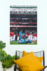 Emotional Team India Cricket Moment Wall Poster – Premium Sports Room Decor(Cricket Poster)